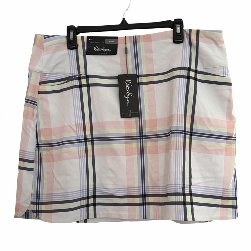 Walter Hagen Women's XXL Golf Skort. Modern Plaid Rose Thorn. NWT Waist 19”